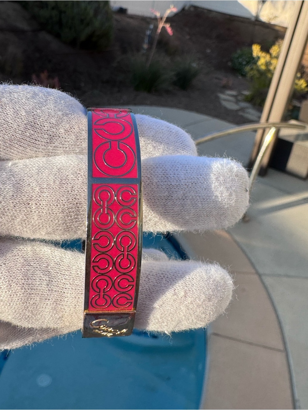 Coach hot pink bangle bracelet 7 1/2 - Picture 10 of 14